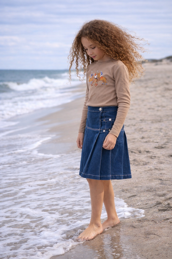 Blue Denim Panel Skirt – Bopopkids